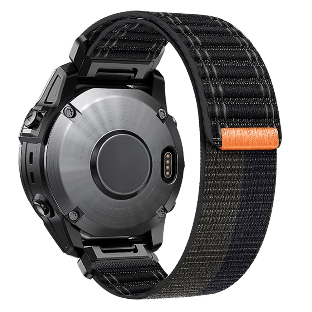 20mm/ 22mm/ 26mm Watch Band For Garmin Fenix 5 6 7 8 Pro Sapphire Solar Forerunner 965 955 935 Epix Pro Gen 2 47mm 51mm Quick Fit 20 22 26 Watch Bands Replacement Men Women (Black-Black Buckle, Quick-fit 26mm)