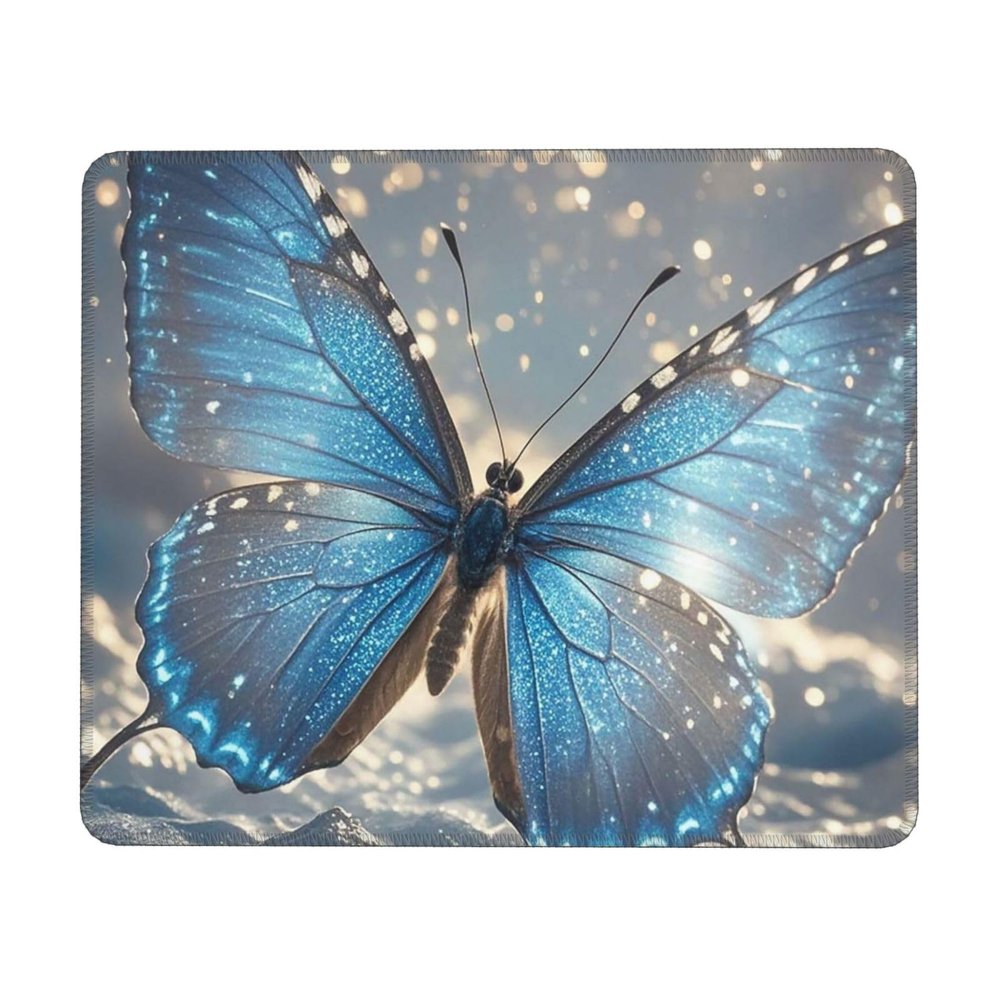 Mouses Pad Blue Butterfly Mouses mat with Non-Slip Rubber Computer Keyboard Mat for Wireless Mouses Gaming Desk Pad for Home 10 x 12in