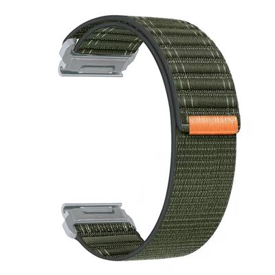 20mm/ 22mm/ 26mm Watch Band For Garmin Fenix 5 6 7 8 Pro Sapphire Solar Forerunner 965 955 935 Epix Pro Gen 2 47mm 51mm Quick Fit 20 22 26 Watch Bands Replacement Men Women (Olive Green-Silver Buckle, Quick-fit 26mm)