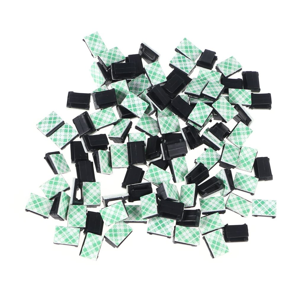Yardenfun 100pcs Adhesive Cable Clips Black Wire Holder for Organized Cables Easy to Install Clamp for Smooth Surfaces Durable Management