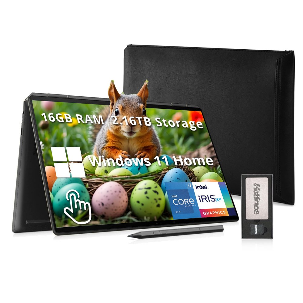 HP Spectre x360 16" 3K+ 2-in-1 Touch Laptop, Intel i7-13700H, 16GB RAM, 2.16TB Storage(2TB SSD+160GB Docking Station Set), Backit Keyboard, Fingerprint Reader, Stylus Pen & Sleeve, Win 11, Black