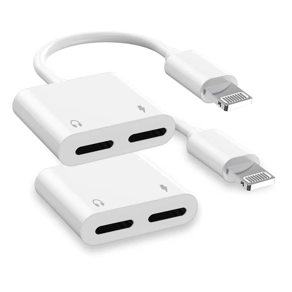 2Pack Dual Lightning iPhone Splitter & Charge Dongle Adapter,[Apple MFi Certified]4 in 1 Audio+Charge+Call+Volume Control Headphones Audio Adapter Compatible with iPhone14/13/12/11/XS/XR/8/7 iPad/iPod