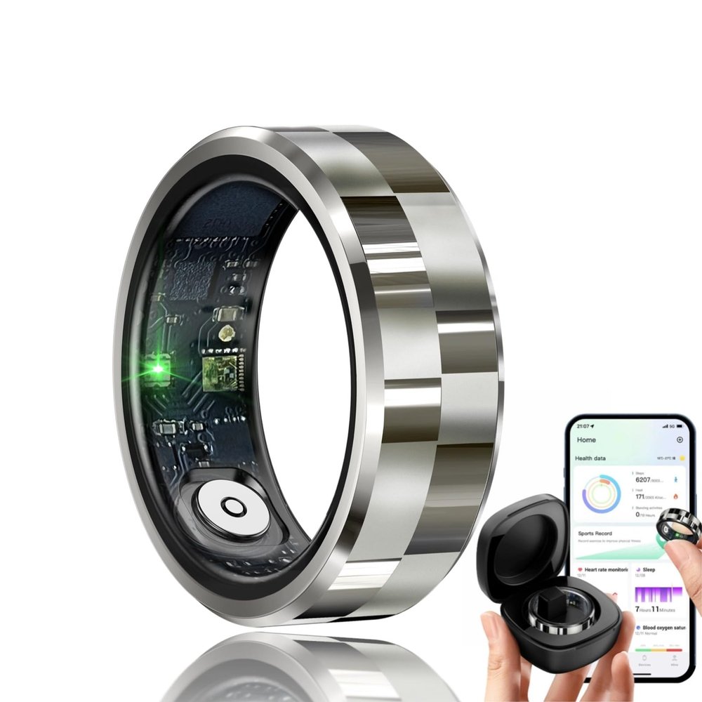 viohead Smart Ring for Men Women, Sleep Tracking Wearable, Heart Rate, Fitness Tracker, Step Blood Oxygen Blood Pressure Tracker,Calorie Tracking, Shake to Take Photos (Sliver, #8)