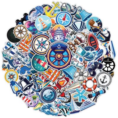 100pcs Nautical Stickers - Lighthouse, Anchor, Sailboat Sticker Waterproof Decals for Water Bottles Laptop Luggage Computer Scrapbooking
