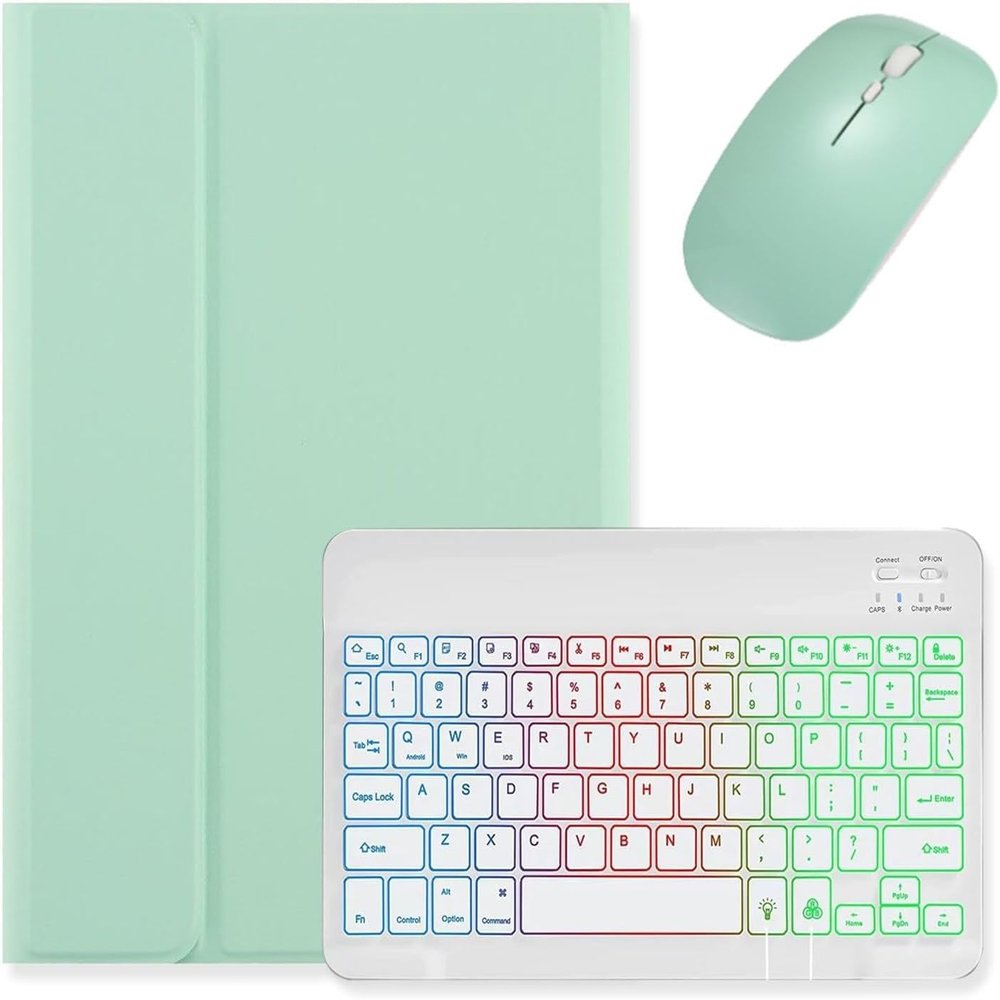 Aidashine Keyboard Case for iPad 10th Generation 10.9 inch, Backlit Detachable Wireless Keyboard Case with Pencil Holder,Green