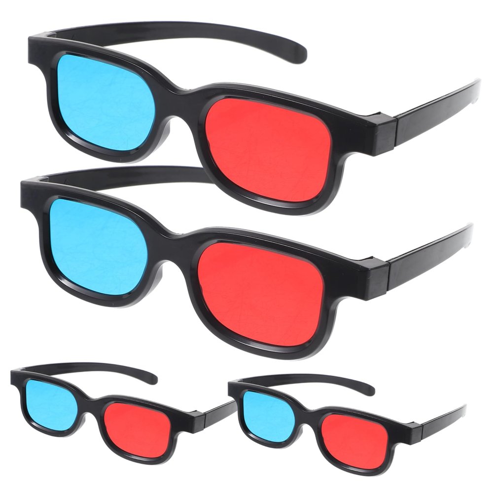 Hoement 4pcs Glasses for Movies at Home Plastic Eyewear for Tv Projector Mobile Devices Flexible Design for Realistic Viewing Experience