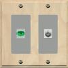RiteAV 1 Port SC-APC Fiber Simplex Coax Cable TV Wall Plate - 2 Gang [Wood/Gray] view 1