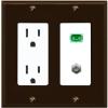 RiteAV 1 Port SC-APC Fiber Simplex Coax Cable TV Wall Plate - Outlet [Brown/White] view 1