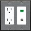 RiteAV 1 Port SC-APC Fiber Simplex Coax Cable TV Wall Plate - Outlet [Stainless/White] view 1