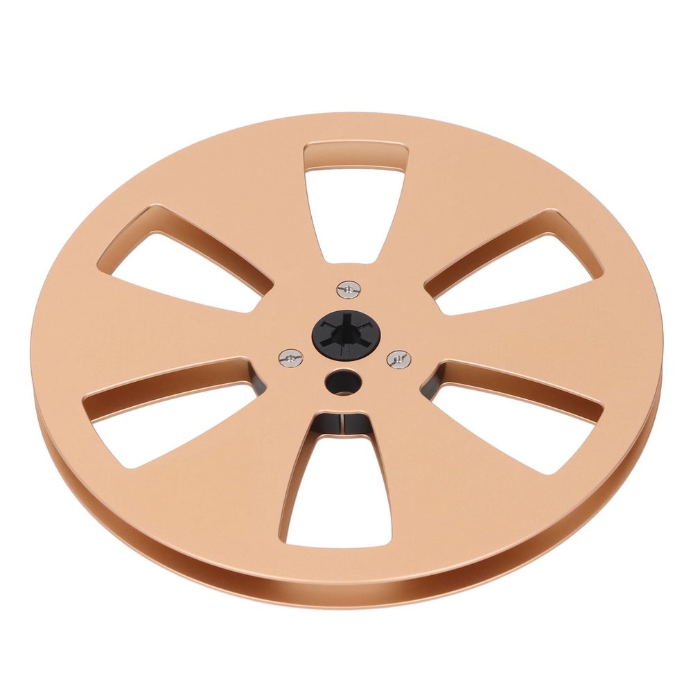 1/4 7 Inch Empty Tape Reel, 6 Holes Metal Open Reel Sound Tape Empty Reel for Tape Recorder, Recording Takeup Reel, Aluminum Alloy Universal for Reel to Reel for TEAC (Gold)
