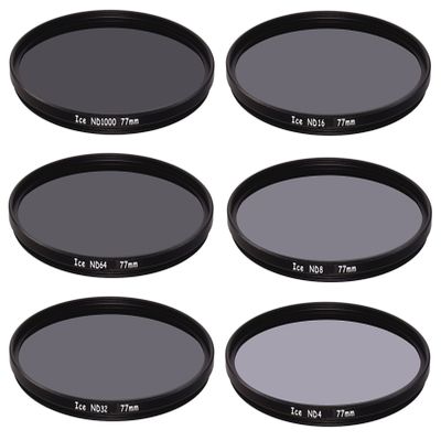 ICE 77mm 6 ND Filter Set Slim ND1000 ND64 ND32 ND16 ND8 ND4 Neutral Density 10, 6, 5, 4, 3, 2 Stop Optical Glass