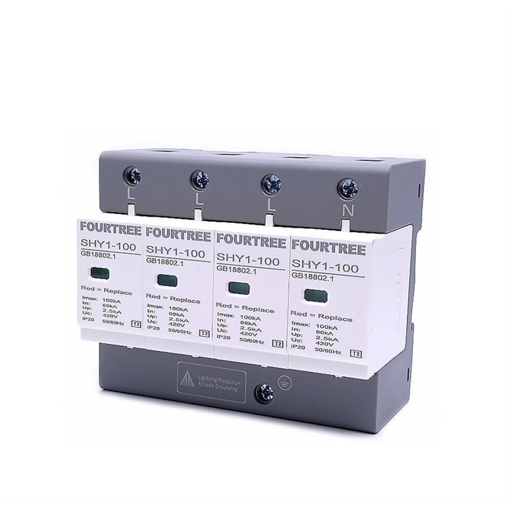 ZUC 1PCS House Lightning Protection Arrester Surge Protector AC 3P+N 40~80KA 60KA~100KA 385V 420V SPD Low-Voltage Protection 4P(4P 420V AC,40-80KA)