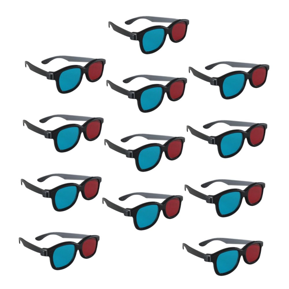 Angoily 20pcs Portable Plastic Glasses Red-Blue Movie Glasses Lightweight Frame Experience