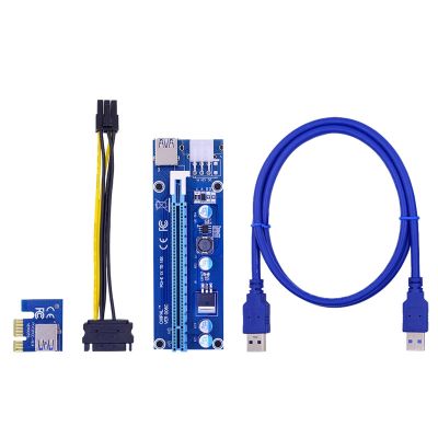 BHOLSA 10pcs VER006C 100cm PCI-E Riser Card 006C PCI Express 1X 16X USB3.0 Cable 6Pin to 15Pin Power Cord for Graphics Card
