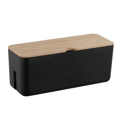Angoily Bamboo Wood Cover Wire Box Cord Holder Cable Management Organizer Travel Storage Boxes Lids