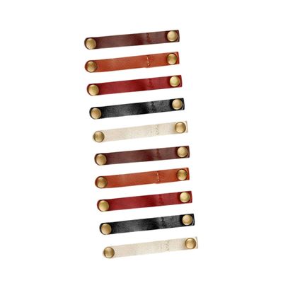 Angoily 10pcs Leather Cable Straps Clip for Cord Organizing Handcrafted Cord Winder