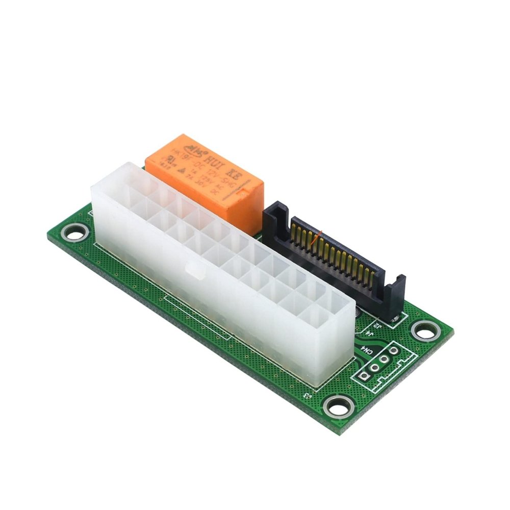 DASEB 24Pin to 4Pin/SATA Molex Synchronous Dual PSU Power Supply Sync Adapter Card ATX Add2psu for Mining(10pcs to sata Green)