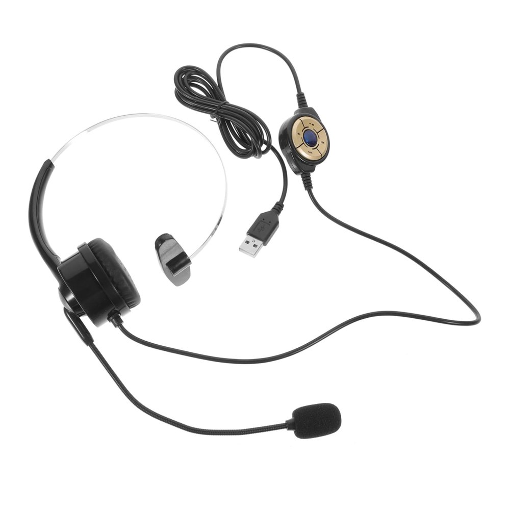 Angoily Wired Computer Headset with Mic Lightweight Single-Ear Earphone for Call Centers Online Courses and Skype Chats Comfortable and Functional Design Black