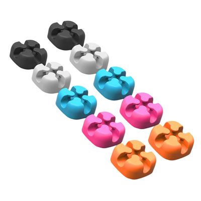 Angoily 10pcs Silicone Cord Holder Clips for Cable Management Self-Adhesive Wire Organizers Black Gray and Orange Durable Desktop for Tidy Spaces