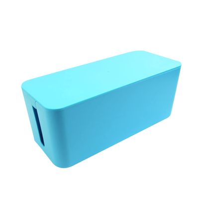 Angoily Power Strip Cable Management Box Organizer Small Blue Plastic Storage Case for Cords Adapters and Splitters for Home Office and Living Room Use