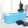 Angoily Power Strip Cable Management Box Organizer Small Blue Plastic Storage Case for Cords Adapters and Splitters for Home Office and Living Room Use view 3