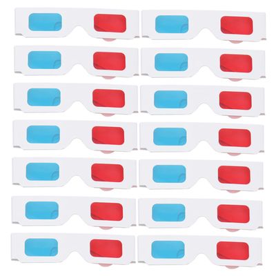 Angoily 50pcs Cardboard Glasses Set Red Blue Anaglyph Glasses for Games Movies Movie Lovers