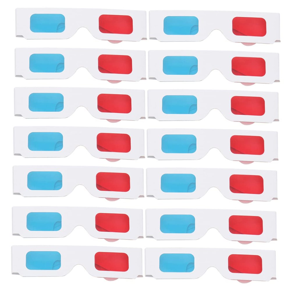 Angoily 50pcs Cardboard Glasses Set Red Blue Anaglyph Glasses for Games Movies Movie Lovers
