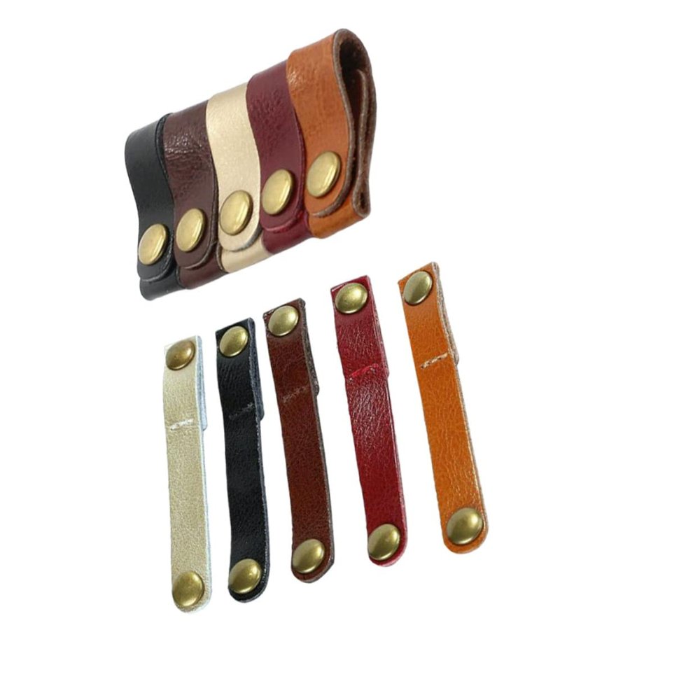 Angoily 10pcs Leather Cord Organizer Mixed Cable Winder Wrap for Earphones Data Cables Tidy Power Cord Management