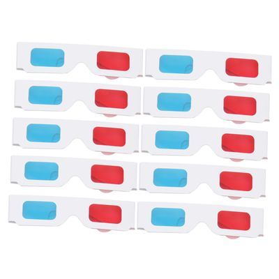 Angoily 10pcs Cardboard Frame Glasses for Boys and Girls Movie Glasses Red Frame Stereoscopic