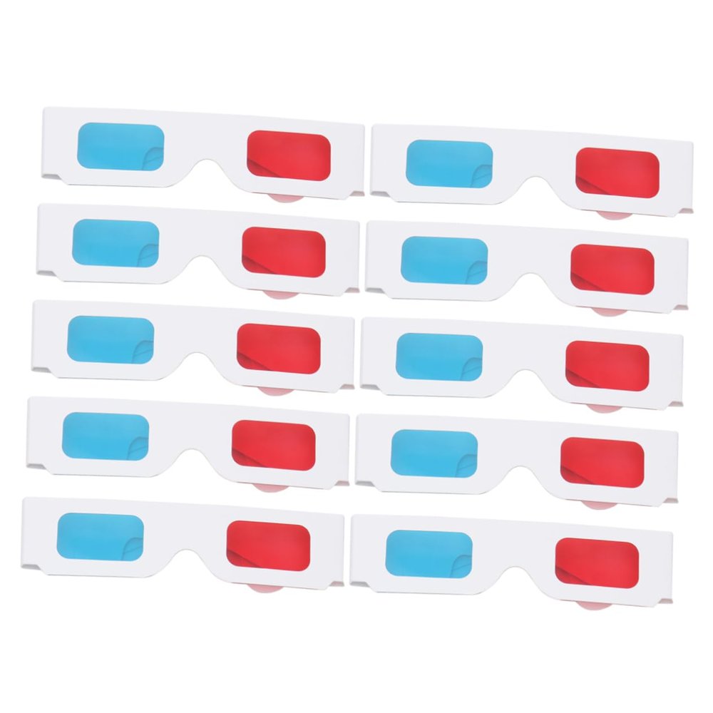Angoily 10pcs Cardboard Frame Glasses for Boys and Girls Movie Glasses Red Frame Stereoscopic