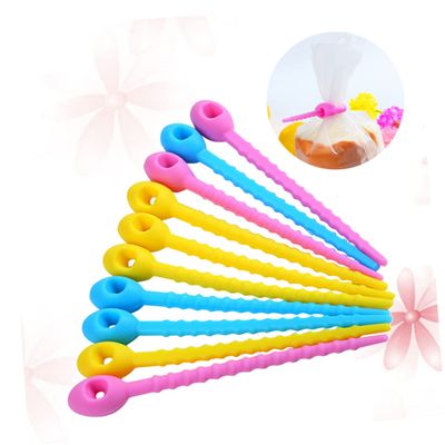Angoily Silicone Ties 10 Pcs Reusable Cable Wraps Bag Clip for Snacks Bread Food Storage Ties Random Color