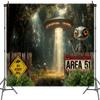 20X10ft Alien UFO Halloween Photo Backdrop Trunk or Treat Photography Background, Area 51 Theme Birthday Party Backdrops Photo Booth Prop Decorations Wall Decor Tablecloth view 2