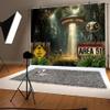 20X10ft Alien UFO Halloween Photo Backdrop Trunk or Treat Photography Background, Area 51 Theme Birthday Party Backdrops Photo Booth Prop Decorations Wall Decor Tablecloth view 3