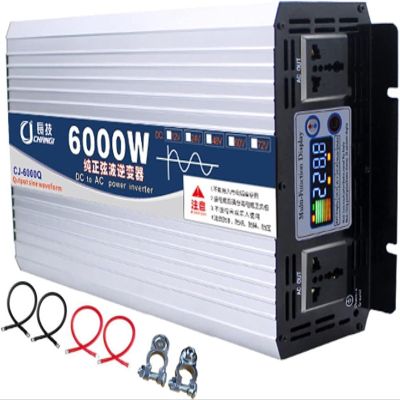 High Power Pure Sine Inverter Voltage Converter 6000W 8000W 10000W 12000W 12V 24V 48V 60V 72V DC to 110V 220V AC Car Inverter Home Transformer with Display for Auto Trucks(6000W,12Vto220V)