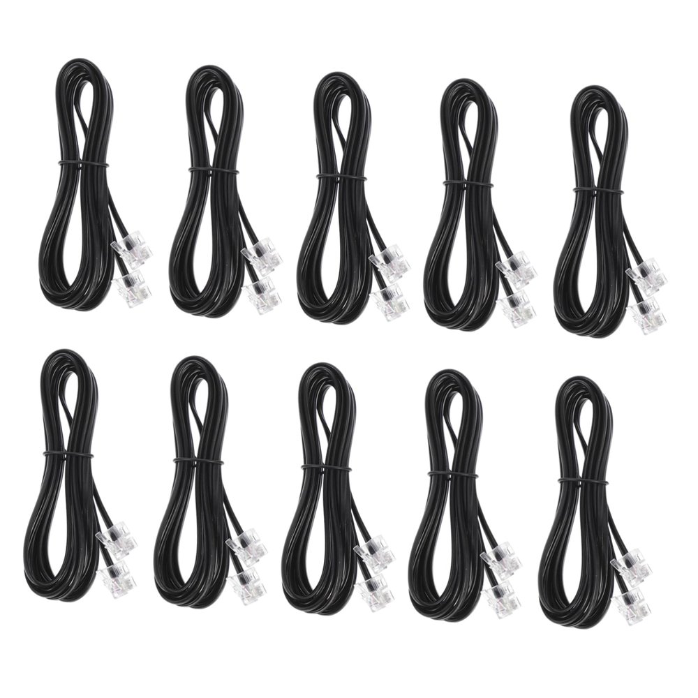 Angoily 10pcs Flat Telephone Wire Connectors for Landline Phones High-Speed Audio Transmission Wear-Resistant Suitable for Home and Office Use