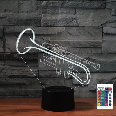 FLRXHK Trumpet 3D Night Light, Color Changing LED Lamp with Remote Control, Music Themed Desk Decor, Acrylic