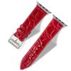 Handcrafted Alligator Leather Watch Straps  Unique Grain, Genuine Leather Bands for Apple Watch Series 1-9 & SE  Premium Accessories for 38-49mm Models (Red, Apple Watch 44mm) view 2