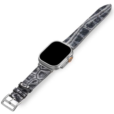 Handcrafted Alligator Leather Watch Straps  Unique Grain, Genuine Leather Bands for Apple Watch Series 1-9 & SE  Premium Accessories for 38-49mm Models (Sea Foam, Apple Watch Ultra 49mm)
