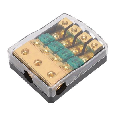 Acouto ANL Fused Distribution Block, 60 Amp Car Audio Power Distribution Block with Copper Alloy Construction, 0/2/4 AWG Input and 4/6/8 AWG Output (4 Way)