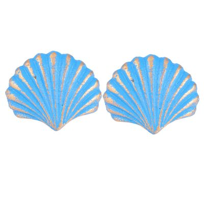 QUMIIRITY 2pcs Vintage Shell Shaped Drawer Pulls Retro Cast Iron Cabinet Handles Single Hole Knob for Boys and Girls Room Nautical Decor Mediterranean Style