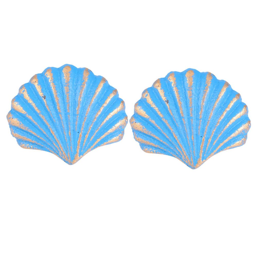 QUMIIRITY 2pcs Vintage Shell Shaped Drawer Pulls Retro Cast Iron Cabinet Handles Single Hole Knob for Boys and Girls Room Nautical Decor Mediterranean Style
