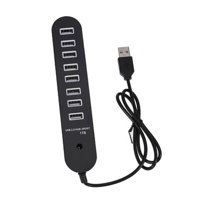 OSOLADY USB Hb70 8 Port USB 2.0 Mini Hub for Laptop Phone Tablet Black Easy to Carry Fast Data Transfer