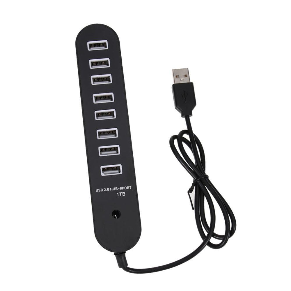 OSOLADY USB Hb70 8 Port USB 2.0 Mini Hub for Laptop Phone Tablet Black Easy to Carry Fast Data Transfer