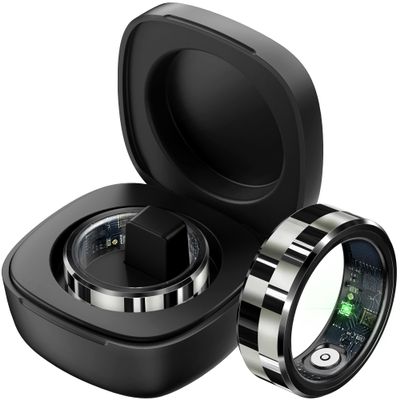 CNBRO Smart Ring Fitness Tracker Heart Rate Monitor Sleep Tracker Gesture Control Fitness Rings Blood Pressure Pedometer Calories Step Counter Health Smart Rings for Women Men with Charging Case