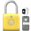 Pothunder Fingerprint Padlock, Smart Padlock, Locker Lock, Fingerprint Lock with APP Unlock, USB Rechargeable, Suitable for Gym Locker, Locker(Lemon Yellow) view 1