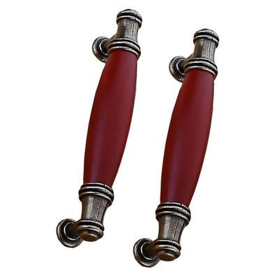 FOYTOKI 2pcs Classical Redwood Handles for Cabinet and Wardrobe Sturdy Zinc Alloy Pull Handles Retro Design for Home Furniture