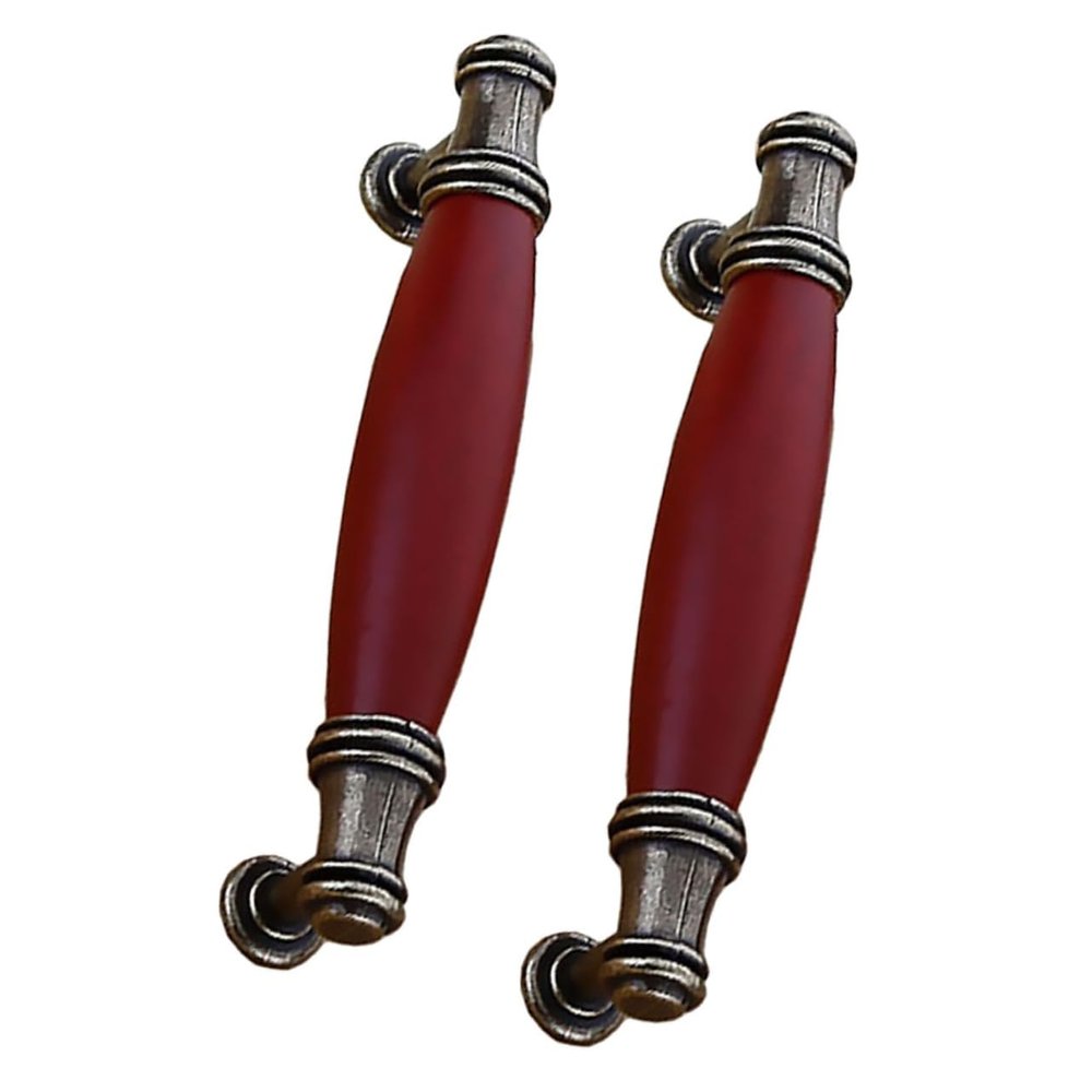 FOYTOKI 2pcs Classical Redwood Handles for Cabinet and Wardrobe Sturdy Zinc Alloy Pull Handles Retro Design for Home Furniture