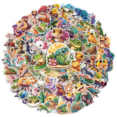 100pcs Reptile Stickers for Kids Waterproof Decals for Water Bottles Laptop Luggage Computer Scrapbooking Teens Adults Girls Funny Party Birthday Decorations
