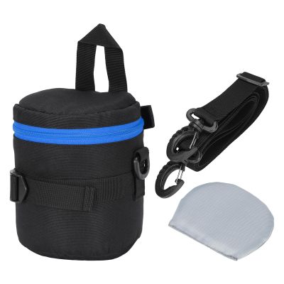 PATIKIL Lens Pouch Case, 4.3" ID x 5.5" H Shockproof Camera Lens Case Bag Thick Protective Neoprene Lens Protective Bag with Strap and Lens Pad for Nikon DSLR Camera Lens, Blue/Black