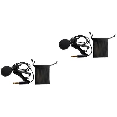 BIUDECO 2sets Clip Microphone Lavalier Omnidirectional Podcast Mic Condenser Lapel Recording Mic for Live Broadcast Vlog
